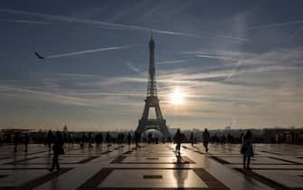 PARIS, FRANCE - DECEMBER 29: Eiffel Tower and Trocadero square during sunrise on December 29, 2019 in Paris, France. The Eiffel Tower constructed from 1887 to 1889 as the entrance to the 1889 World's Fair.The Eiffel Tower is the most-visited paid monument in the world 6.91 million people ascended it in 2015. The tower is 324 metres and is the tallest structure in Paris. Its base is square, measuring 125 metres on each side. It was the first structure to reach a height of 300 metres. The Eiffel Tower is the second tallest free-standing structure in France after the Millau Viaduct. The tower has three levels for visitors, with restaurants on the first and second levels. The top level's upper platform is 276 m above the ground. (Photo by Athanasios Gioumpasis/Getty Images)