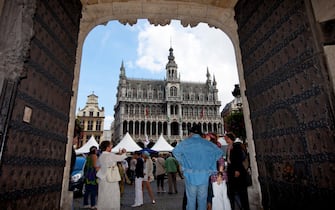 BRUSSELS, BELGIUM - SEPTEMBER 10:  The fourth annual Alnwick Brussels Beer Festival took place at the Grand Place with the gothic styled town hall on September 10, 2010 in Brussels, Belgium.  (Photo by EyesWideOpen/Getty Images)