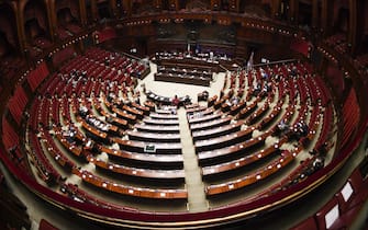 Panoramica dellÕAula di Montecitorio nel corso della discussione generale del disegno di legge di Bilancio 2021 a Roma, 22 dicembre 2020.MAURIZIO BRAMBATTI/ANSA