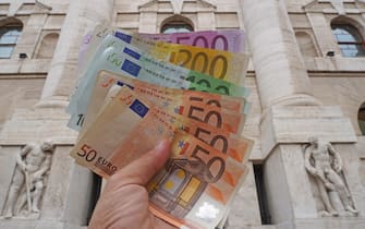 Euro, money, banknotes - inflation and stock market collapse