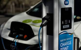 ESB electric vehicle charge point seen in Dublin city center during level 5 COVID-19 lockdown. 
On Monday, March 29, 2021, in Dublin, Ireland. (Photo by Artur Widak/NurPhoto)