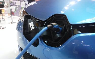 Ecomobilità, auto elettrica: auto e moto elettriche a Ecomondo Key Energy di Rimini. 7 novembre 2018. ANSA/STEFANO SECONDINO