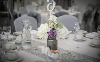 BLACKWOOD, WALES, - 30 NOVEMBER:  A general view wedding reception tables on November 30, 2019 in Blackwood, Wales, United Kingdom. The Welsh Government has announce a further relaxation of restrictions, post wedding celebration meals can now be increased to a maximum of 30 guests(Photo by Huw Fairclough/Getty Images)
