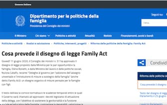 schermata family act sito governo
