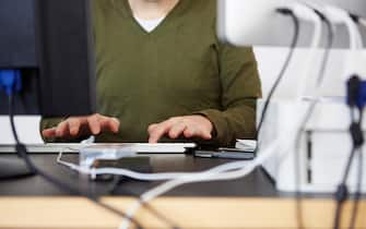Man using computer keyboard