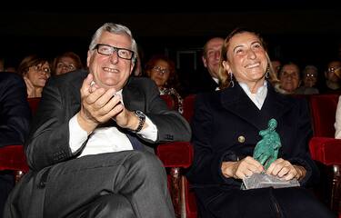 MILAN, ITALY - NOVEMBER 22:  Patrizio Bertelli (L) and Miuccia Prada (R) attend the 2010 Carlo Porta Award held at Teatro Manzoni on November 22, 2010 in Milan, Italy.  (Photo by Vittorio Zunino Celotto/Getty Images)