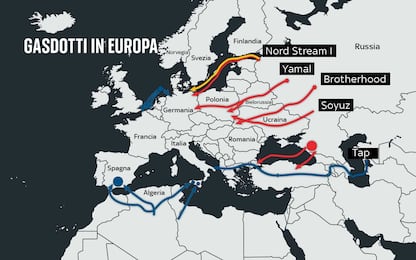 La mappa del gas russo in Europa: nel 2022 già -44% di forniture
