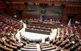 L'Aula della Camera durante le dichiarazioni di voto alla Fiducia sul Milleproroghe. Roma, 21 febbraio 2022. ANSA/CLAUDIO PERI