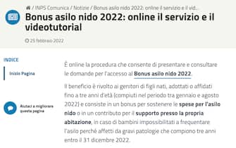 inps bonus asilo 2022