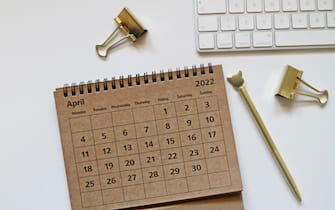 2022 April Calendar On Desk