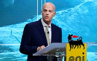 CEO of Italian multinational oil and gas company ENI, Claudio Descalzi gives a keynote presentation of the group's 2019-2022 strategy on March 15, 2019 in Milan. (Photo by Miguel MEDINA / AFP)        (Photo credit should read MIGUEL MEDINA/AFP via Getty Images)