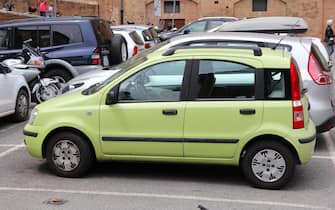 SIENA, ITALY - MAY 3, 2015: Fiat Panda car parked in Siena, Italy. The 2nd generation Panda was produced in 2003-2012. More than 2.1 million units wer