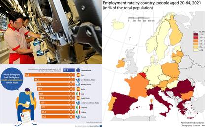 Eurostat: 4 regioni italiane tra 5 europee con occupazione più bassa