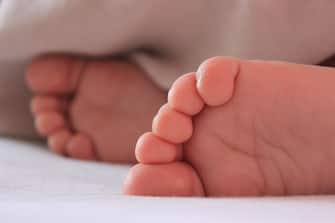 Closeup of small baby feet