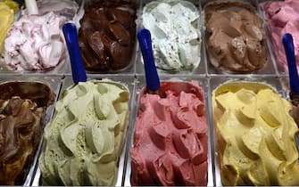 FLORENCE, ITALY - NOVEMBER 5, 2015: A colorful selection of gelato flavors, entices customers in a gelato, or ice cream, shop in Florence, Italy. (Photo by Robert Alexander/Getty Images)