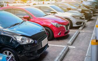 Car parked row at car park