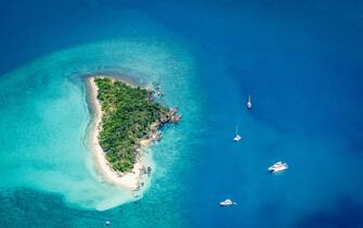 Whitsundays, island from above. Queensland, Australia