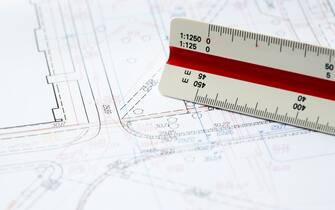 Map survey with scale ruler