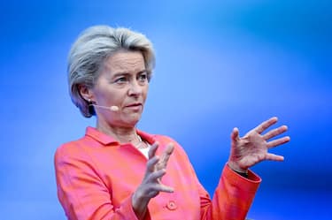 29 August 2022, Berlin: Ursula von der Leyen, President of the European Commission takes part in a discussion on the topic "Social-ecological transformation - How to succeed in a climate-just Europe". Photo: Britta Pedersen/dpa (Photo by Britta Pedersen/picture alliance via Getty Images)