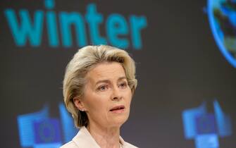 President of the European Commission Ursula von der Leyen makes statements during a joint press conference on the "save gas for safe winter" package after college meeting attended by EU Commission members in Brussels, Belgium on July 20, 2022. Photo by Monasse T/ANDBZ/ABACAPRESS.COM