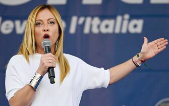 Sep 26, 2022 - TRENTO, Italy, Italy - SHE'S LOATHED BY THE LEFT, BUT GIORGIA MELONI'S TOUGH LINE ON IMMIGRATION HAS MADE HER FAVOURITE TO LEAD A NEW RIGHT-WING COALITION IN ROME.
SHE bounces into the room, a tiny woman with a big voice and long blonde hair. This forcefield of energy instantly tells me: 'We sell 30 per cent of mascara in the world and more than half the make-up.'
I am a little taken aback, but intrigued. You might expect such a sales pitch from the Italian delegation at an international trade show. But not from Giorgia Meloni, the pocket dynamo predicted to become Italy's first female Prime Minister after yesterday's election.
PHOTO SHOWS: Giorgia Meloni (Credit Image: © BRUCE ADAMS/Daily Mail/dmg media Licensing)