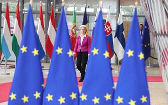 European Commission president Ursula Von der Leyen pictured during a special meeting of the European council, at the European Union headquarters in Brussels, Monday 30 May 2022. 
BELGA PHOTO NICOLAS MAETERLINCK (Photo by NICOLAS MAETERLINCK/Belga/Sipa USA)