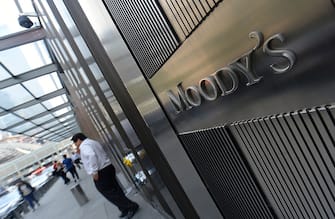 NEW YORK, UNITED STATES - MAY 21:  Moody's, leading international credit rating institution, is seen on the photo in New York, United States on 21 May, 2014. Leading financial institutions of country are present at Wall Street and they are regarded as not only USA's crucial economic points but also heart of the world economy. They dominate the economic situation of country with their decisions and statement of numbers. (Photo by Cem Ozdel/Anadolu Agency/Getty Images)
