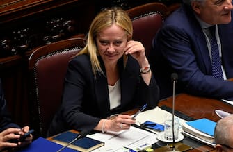 Italian Prime Minister Giorgia Meloni ahead of a confidence vote for the new government, at the Chamber of Deputies, the lower house of parliament, in Rome, Italy, 25 October 2022. ANSA/RICCARDO ANTIMIANI