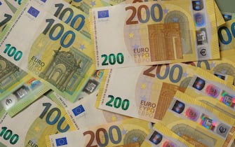 Money. Euro banknotes background.Finance and savings.European Union currency