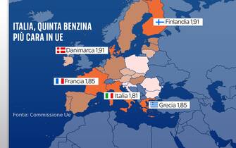 La cartina della benzina in Europa