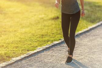 leggins Blond Woman Running In The Park
