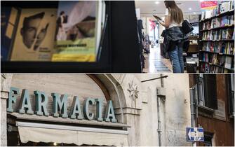 Una libreria e una farmacia