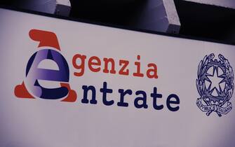 Florence, Italy , May 19th 2022, Sign reading "Agenzia delle Entrate" italian public governmental agency .