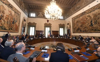 Roma, Cerimonia della Campanella e primo Consiglio dei Ministri del nuovo governo di Giorgia Meloni a Palazzo Chigi Pictured :