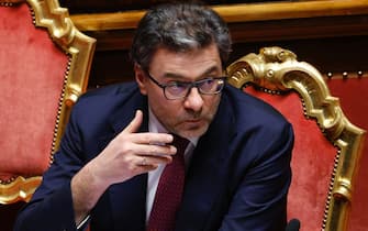Italian Economy Minister Giancarlo Giorgetti during a question time at the Chamber of deputies, Rome 23 March 2023.ANSA/FABIO FRUSTACI