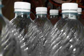Group of plastic water bottles
