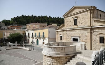 Candela, 23 June 2021. The square and the cathedral of a mediterranean village of Puglia region.