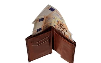 European banknotes inside a wallet