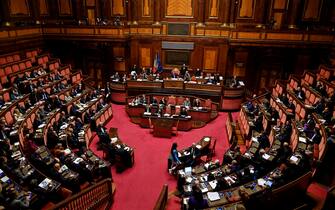 L'aula del Senato durante il voto sul Documento di Economia e Finanza 2023, Roma, 27 aprile 2023. ANSA/RICCARDO ANTIMIANI