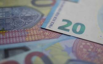 Close up of 20 euro banknotes