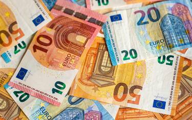 Euro money, 10, 20, 50 euro banknotes background, face value 10, 20, 50 euros