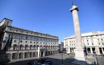 Piazza Colonna e Palazzo Chigi viste da Palazzo Wedekind, Roma, 06 settembre 2023. 
ANSA/FABIO CIMAGLIA (NPK)