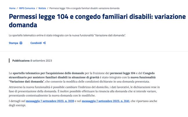 Permessi Per Legge 104 E Congedi, Nuove Funzioni Per Domande ...