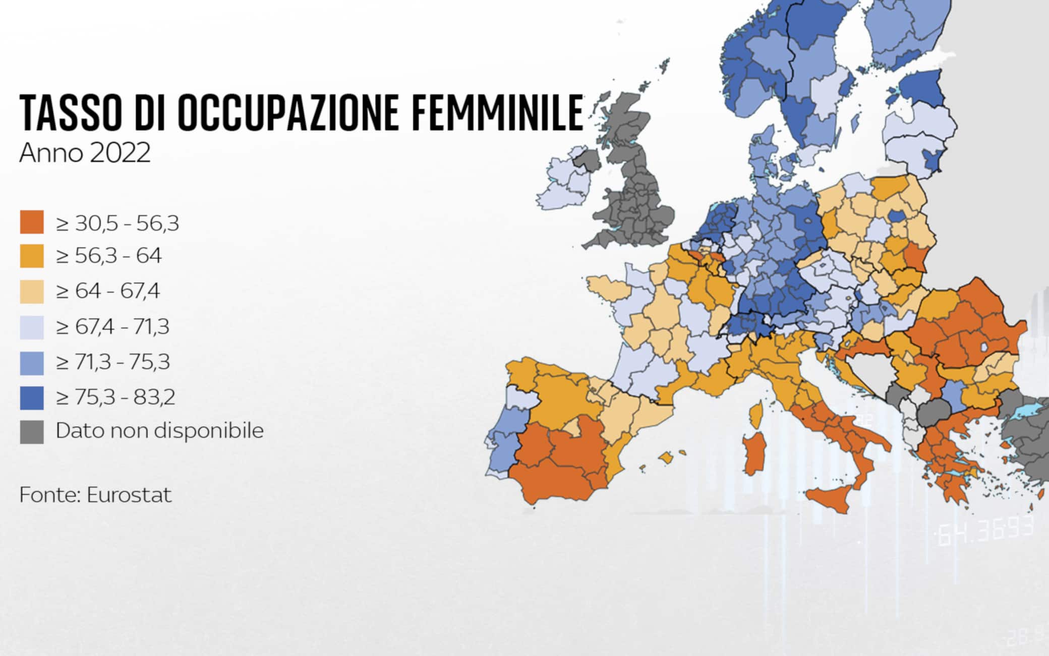 Mappa tasso occupazione femminile