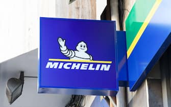 VALENCIA, SPAIN - DECEMBER 09, 2021: Michelin is a French multinational tyre manufacturing company