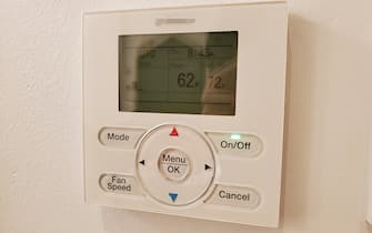 1197306950 Close-up of Daiken HVAC control panel and thermostat on the wall of a commercial facility, San Ramon, California, December 30, 2019. (Photo by Smith Collection/Gado/Getty Images)