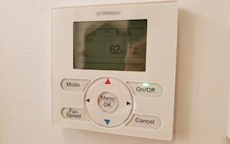 Close-up of Daiken HVAC control panel and thermostat on the wall of a commercial facility, San Ramon, California, December 30, 2019. (Photo by Smith Collection/Gado/Getty Images)