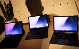 LONDON, ENGLAND - OCTOBER 09: Google Pixel Slate tablets sit on display at a Google hardware launch event at The Yard on October 9, 2018 in London, England. The tech giant have today launched the Pixel 3 and Pixel 3 XL phones, Pixel Slate and Google Home Hub . (Photo by Jack Taylor/Getty Images)