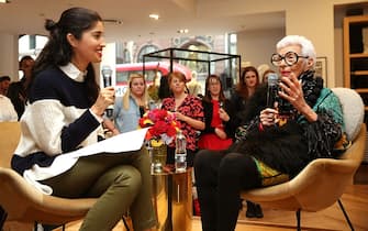 LONDON, ENGLAND - JULY 30:  J.Crew hosts a Q&A with Iris Apfel, moderated by Caroline Issa at J.Crew Regent Street on July 30, 2015 in London, England.  (Photo by Tim P. Whitby/Getty Images for J.Crew)
