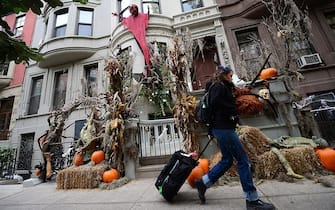 A house is decorated ahead of Halloween celebrations in New York, October 30, 2013. AFP PHOTO/Emmanuel Dunand        (Photo credit should read EMMANUEL DUNAND/AFP via Getty Images)